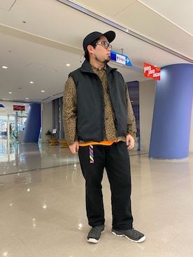 「ABU GARCIA（アブ・ガルシア）のアイテム（ベスト）」を使った、maeyamaさん（メンズ・170cm）の冬コーディネート