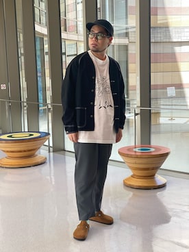 「and wander（アンドワンダー）のアイテム（トップス）」を使った、maeyamaさん（メンズ・170cm）の春コーディネート