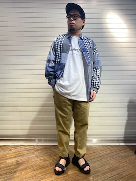 「MANASTASH（マナスタッシュ）のアイテム（サンダル）」を使った、maeyamaさん（メンズ・170cm）の春コーディネート