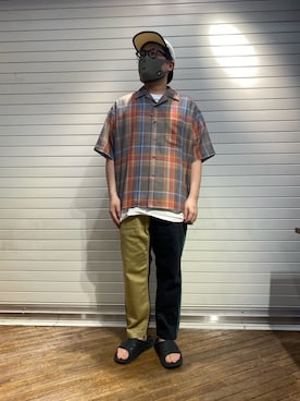 「MANASTASH（マナスタッシュ）のアイテム（チノパンツ）」を使った、maeyamaさん（メンズ・170cm）の春コーディネート