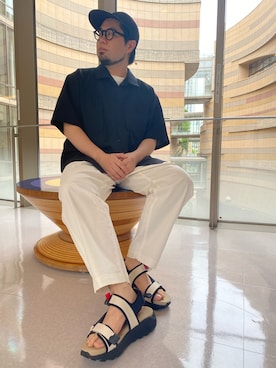 「MANASTASH（マナスタッシュ）のアイテム（シューズ）」を使った、maeyamaさん（メンズ・170cm）の夏コーディネート