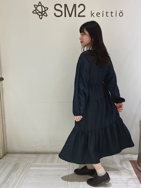 「Samansa Mos2 blue」｜「アイテム（スリッポン）」を使った、Erikaさん（レディース・161cm）の秋コーディネート
