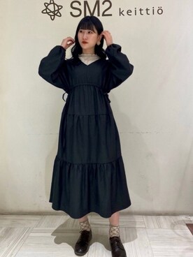 「Samansa Mos2 blue」｜「アイテム（スリッポン）」を使った、Erikaさん（レディース・161cm）の秋コーディネート