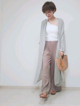 「Right-on（ライトオン）のアイテム（サンダル）」を使った、risa.ronoさん（レディース・158cm）の夏コーディネート