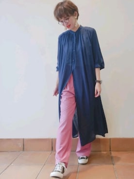 「RAG MACHINE（ラグマシーン）の【RAG MACHINE】バックスリットパンツ（その他パンツ）」を使った、risa.ronoさん（レディース・158cm）の夏コーディネート