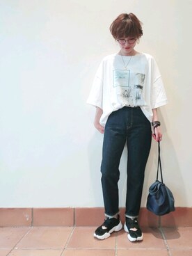 「RAG MACHINE（ラグマシーン）のアイテム」を使った、risa.ronoさん（レディース・158cm）の夏コーディネート