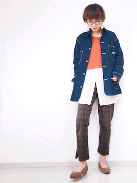 「アイテム（カバーオール）」を使った、risa.ronoさん（レディース・158cm）の秋コーディネート