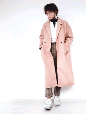 「Right-on（ライトオン）のアイテム（チェスターコート）」を使った、risa.ronoさん（レディース・158cm）の秋コーディネート