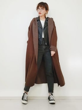 「スタッフコーデ」｜「アイテム（その他アウター）」を使った、risa.ronoさん（レディース・158cm）の秋コーディネート