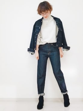 「スタッフコーデ」｜「アイテム（デニムジャケット）」を使った、risa.ronoさん（レディース・158cm）の秋コーディネート