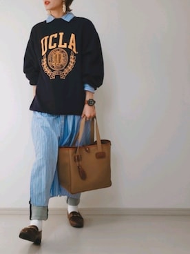 「UCLA（ユーシーエルエー）のアイテム」を使った、risa.ronoさん（レディース・158cm）の冬コーディネート