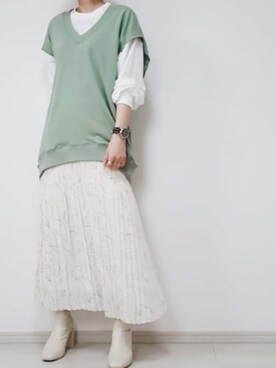 「LOWRYS FARM（ローリーズファーム）のストレッチヒールブーツ　851418（ブーツ）」を使った、risa.ronoさん（レディース・158cm）の春コーディネート