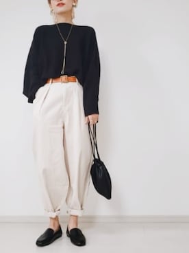 「RAG MACHINE（ラグマシーン）のアイテム（パンツ）」を使った、risa.ronoさん（レディース・158cm）の春コーディネート