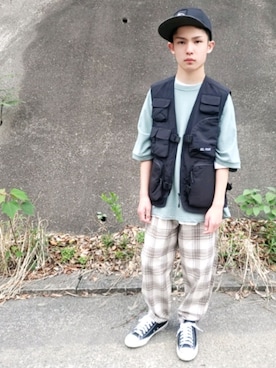 「CAMP7（キャンプセブン）のアイテム（キャップ）」を使った、risa.ronoさん（レディース・158cm）の春コーディネート