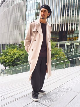「tk.TAKEO KIKUCHI」｜「アイテム（トレンチコート）」を使った、tk.TAKEO KIKUCHI ルクア大阪店さん（メンズ・172cm）の秋コーディネート