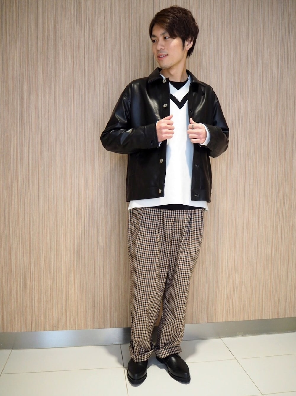 tk.TAKEO KIKUCHI ラムレザートラッカージャケット tk.TAKEO KIKUCHI（ティーケータケオキクチ）の「◇ラムレザー