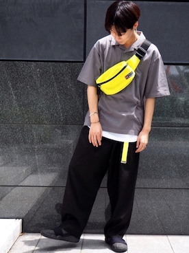 「アイテム（ボディバッグ/ウエストポーチ、イエロー系）」を使った、tk.TAKEO KIKUCHI ルクア大阪店さん（メンズ・178cm）の夏コーディネート