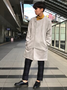「tk.TAKEO KIKUCHI」｜「アイテム（ノーカラージャケット）」を使った、tk.TAKEO KIKUCHI ルクア大阪店さん（メンズ・178cm）の秋コーディネート