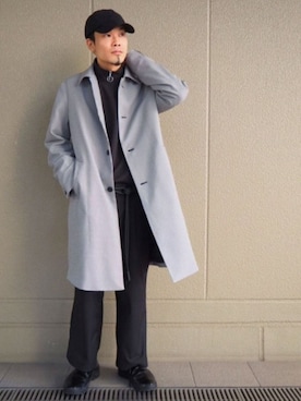 「tk.TAKEO KIKUCHI」｜「アイテム（ステンカラーコート）」を使った、tk.TAKEO KIKUCHI ルクア大阪店さん（メンズ・170cm）の冬コーディネート