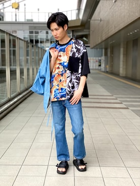 「tk.TAKEO KIKUCHI」｜「アイテム（デニムジャケット）」を使った、tk.TAKEO KIKUCHI ルクア大阪店さん（メンズ・178cm）の夏コーディネート