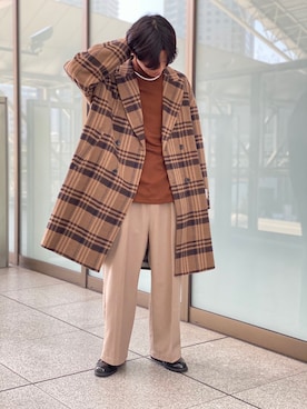 「tk.TAKEO KIKUCHI」｜「アイテム（チェスターコート）」を使った、tk.TAKEO KIKUCHI ルクア大阪店さん（メンズ・178cm）の秋コーディネート