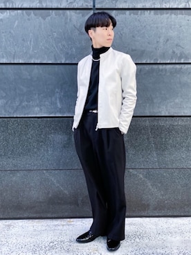 「tk.TAKEO KIKUCHI」｜「アイテム（ライダースジャケット）」を使った、tk.TAKEO KIKUCHI ルクア大阪店さん（メンズ・178cm）の冬コーディネート