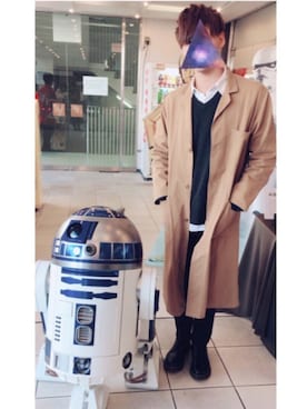 「no brand（ノーブランド）のアイテム（トレンチコート）」を使った、ブッキーさん（メンズ・175cm）の冬コーディネート