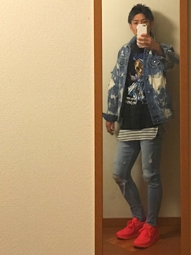 「ブリーチデニム」｜「アイテム（その他）」を使った、SaSaさん（メンズ・167cm）の春コーディネート