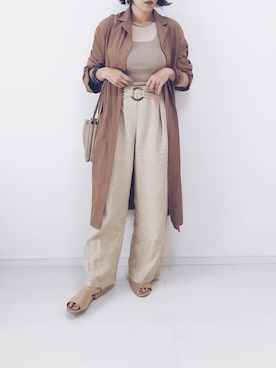 「秋のカフェオレコーデ」｜「アイテム（シャツワンピース）」を使った、norisandesukaさん（レディース・166cm）の秋コーディネート