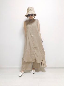 「プリーツバッグ」｜「アイテム（帽子）」を使った、norisandesukaさん（レディース・166cm）の夏コーディネート