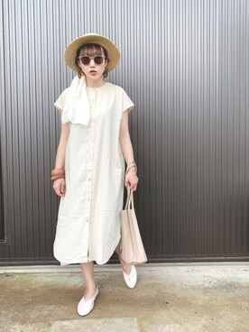 「プリーツバッグ」｜「アイテム（帽子）」を使った、norisandesukaさん（レディース・166cm）の夏コーディネート