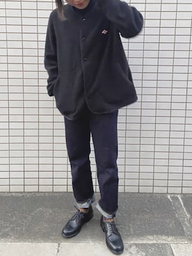 「アイテム（ノーカラージャケット）」を使った、risaturn01さん（レディース・153cm）の冬コーディネート