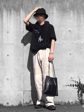 「AFTERHOMEWORK（アフターホームワーク）のアイテム（トップス）」を使った、Efuさん（メンズ・176cm）の夏コーディネート