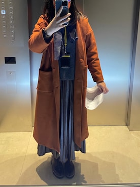 「アイテム（ダッフルコート、オレンジ系）」を使った、missmi2516さん（レディース・168cm）の冬コーディネート