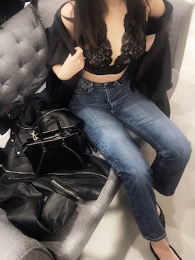 「アイテム（ブラジャー、ブラック系）」を使った、Anneさん（レディース・162cm）の春コーディネート