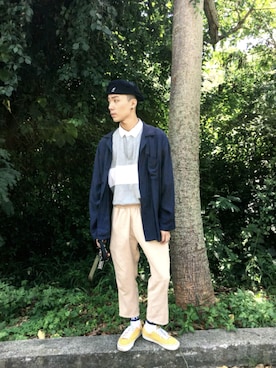 「plain-me（プレインミー）のアイテム（シャツ/ブラウス）」を使った、許俊欽さん（メンズ・173cm）の秋コーディネート