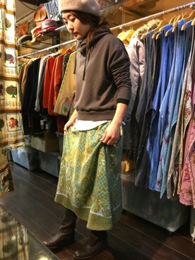「リップスター」｜「アイテム（ハンチング/ベレー帽）」を使った、am:aさん（レディース・163cm）の冬コーディネート