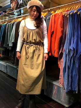 「リップスター」｜「アイテム（ハンチング/ベレー帽）」を使った、am:aさん（レディース・163cm）の冬コーディネート