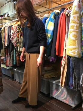 「ネイビー×キャメル」｜am:aさん（レディース・163cm）の冬コーディネート