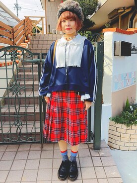 「Candy Stripper（キャンディストリッパー）のアイテム（キャップ）」を使った、haru.さん（レディース・158cm）の秋コーディネート