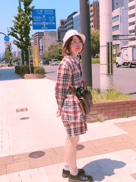 「SET UP」｜「アイテム（帽子）」を使った、haru.さん（レディース・157cm）の夏コーディネート