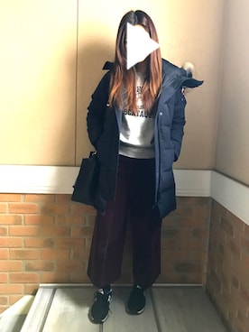 「雨」｜「アイテム（ダウンジャケット/コート）」を使った、あやこさん（レディース・160cm）の冬コーディネート