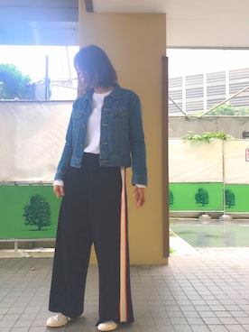 「スボーツミックス」｜「アイテム（デニムジャケット）」を使った、あやこさん（レディース・160cm）の秋コーディネート