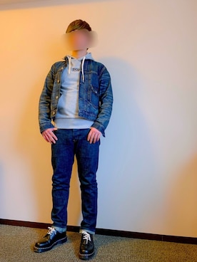 「RRL（ダブル アール エル）のアイテム（デニムジャケット）」を使った、kotaronballさん（メンズ・165cm）の冬コーディネート