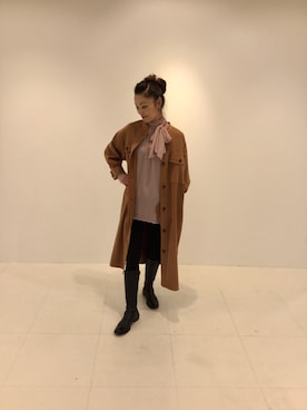 「ナラカミーチェ」｜「アイテム（ノーカラージャケット）」を使った、naomi300255さん（レディース・160cm）の冬コーディネート