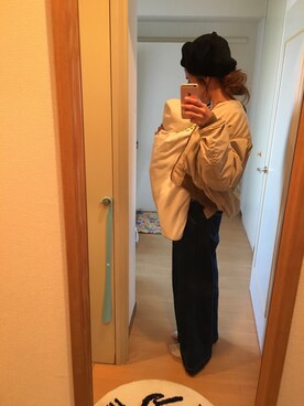 「ラフスタイル」｜「アイテム（MA-1）」を使った、nn◡̈さん（レディース・170cm）の冬コーディネート