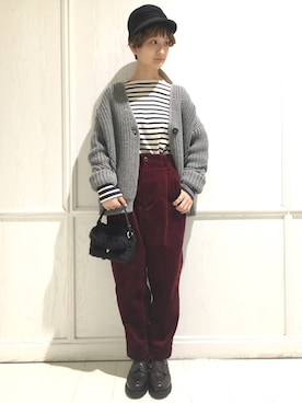 「MUUN（ムーニュ）のアイテム」を使った、Bshop吉祥寺店スタッフさん（レディース・154cm）の秋コーディネート