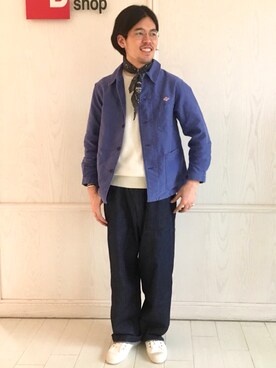 「DANTON（ダントン）のアイテム（カバーオール）」を使った、Bshop吉祥寺店スタッフさん（メンズ・178cm）の春コーディネート