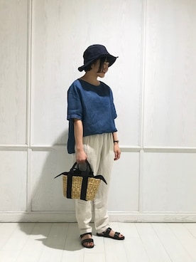 「MUUN（ムーニュ）のアイテム」を使った、Bshop吉祥寺店スタッフさん（レディース・153cm）の春コーディネート