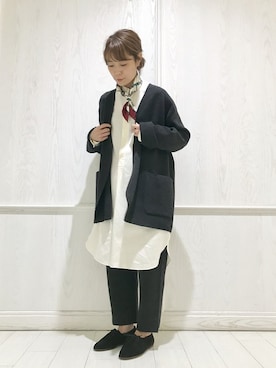 「unfil（アンフィル）のアイテム（ノーカラージャケット）」を使った、Bshop吉祥寺店スタッフさん（レディース・160cm）の秋コーディネート